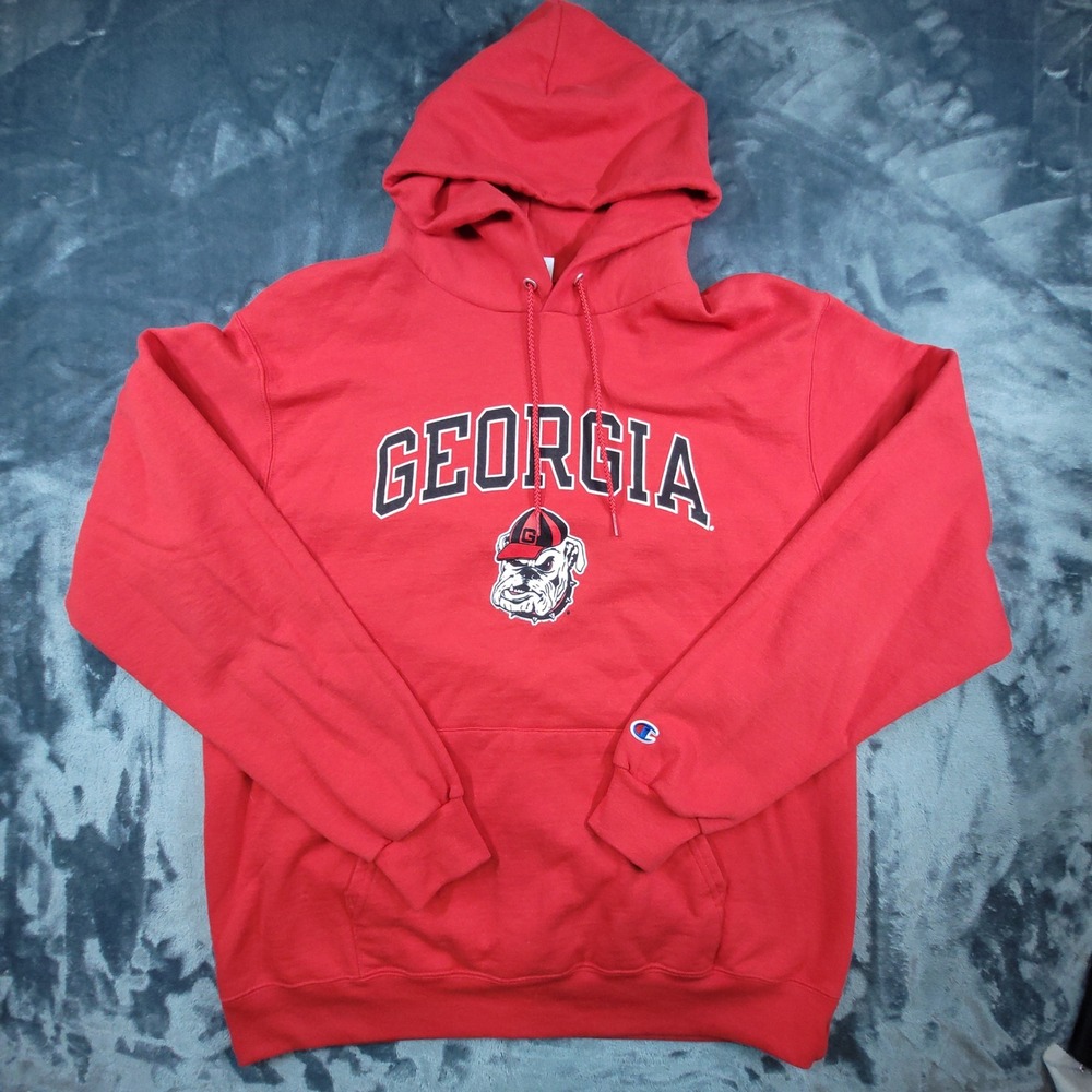 Champion Georgia Bulldogs Hoodie Mens Large Red Pullover CS2071-529 NCAA Fleece